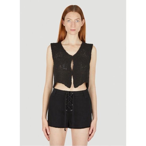 TheOpen Product Open Front Knit Top in Black Size 1 - Picture 5 of 13